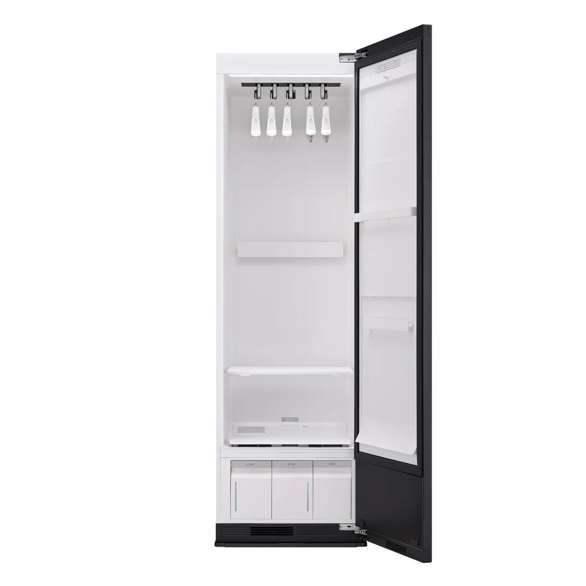 LG 스타일러 5벌 SC5GMR42S 문을 연 내부 무빙행어와 선반