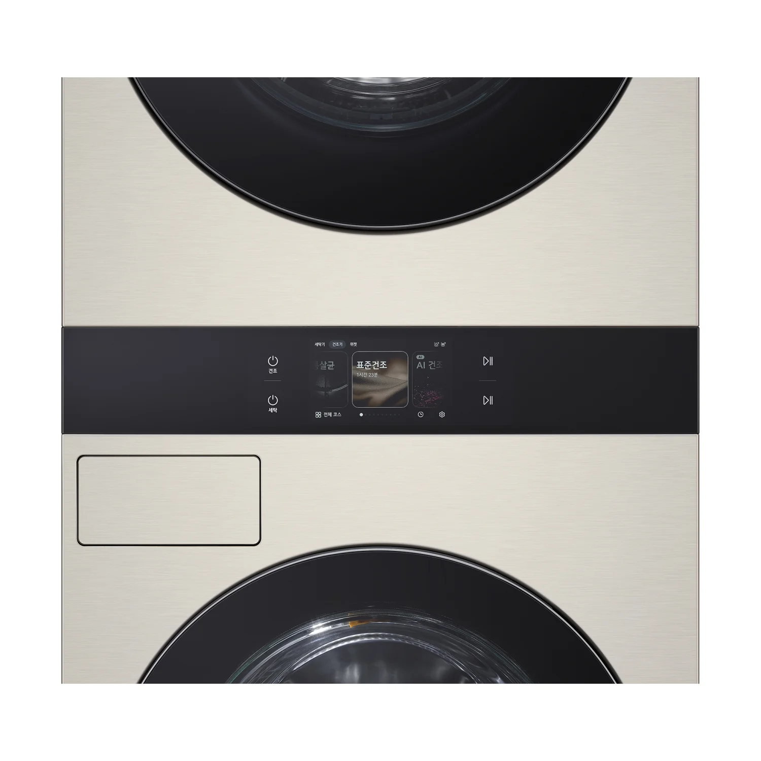 LG 트롬 워시타워 WA2525UUP6G 가운데 조작부와 디스플레이