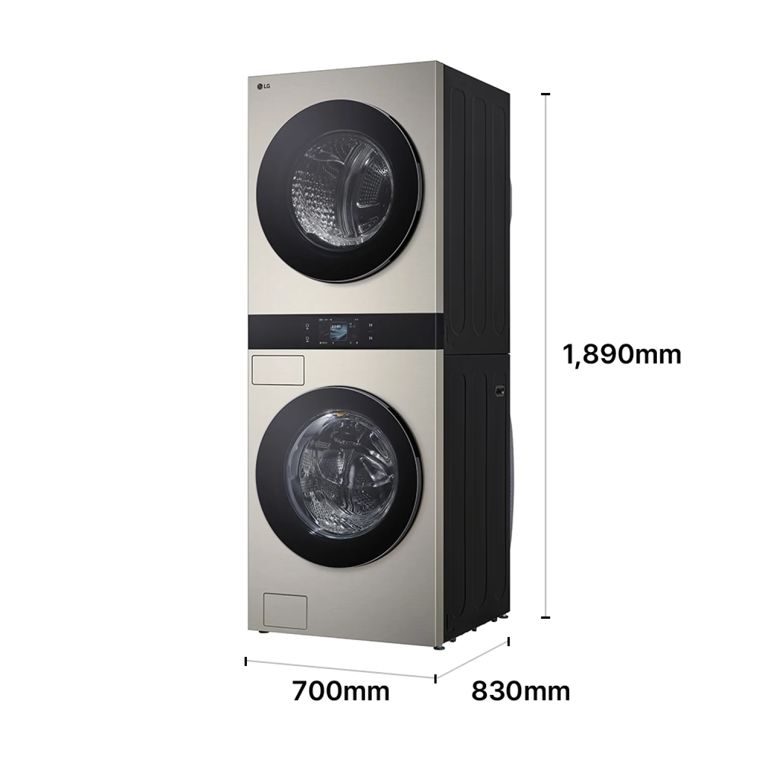 LG 트롬 워시타워 WA2525UUP6G 크기 700×1,890×830mm 치수 이미지